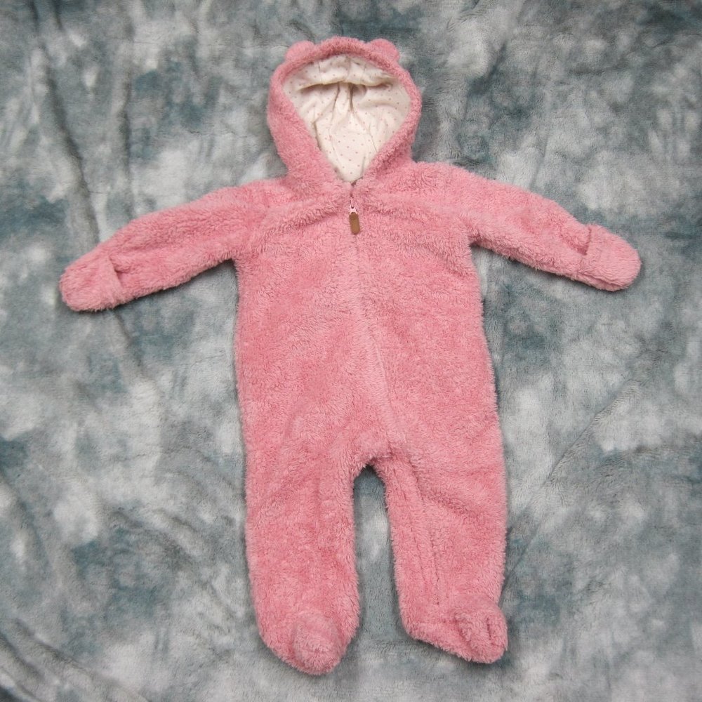 Fuzzy Pink Snowsuit by Carters 9 Months